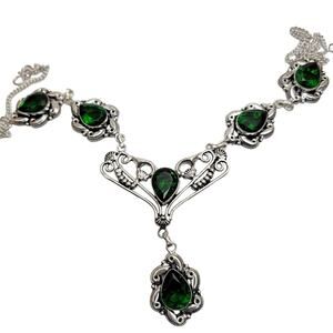Copied - Emeraldine Sterling Silver Necklace Intricate Victorian D